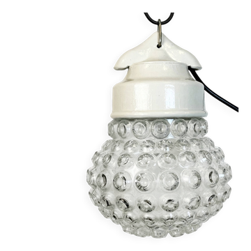 Vintage White Porcelain Pendant Light, 1970s