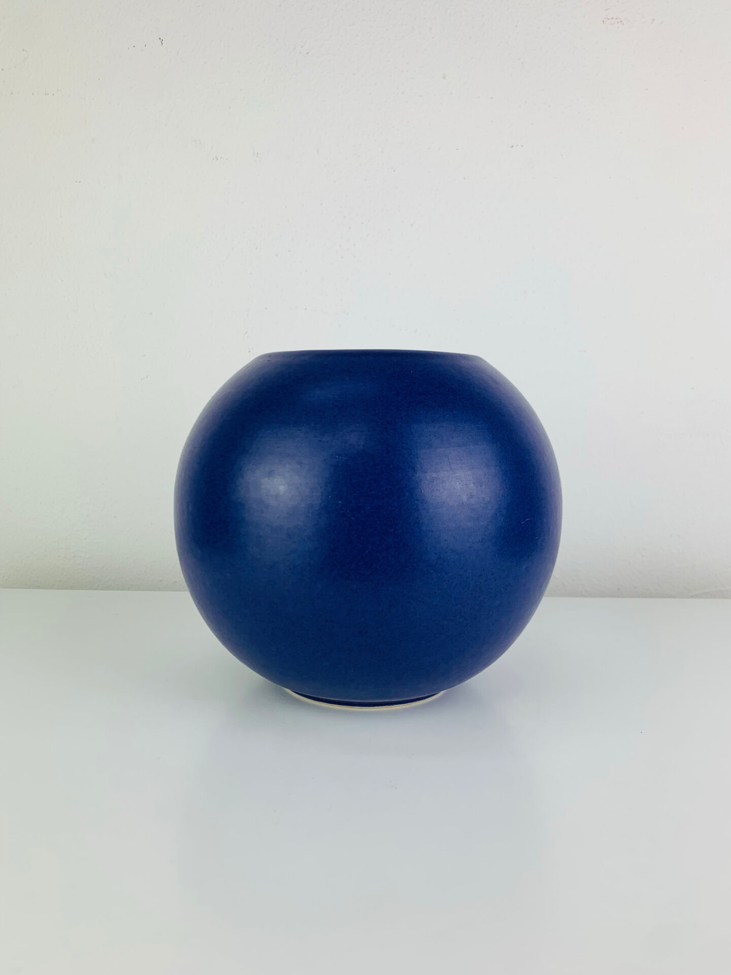 Blue ceramic round vase Asa West Germany, vintage