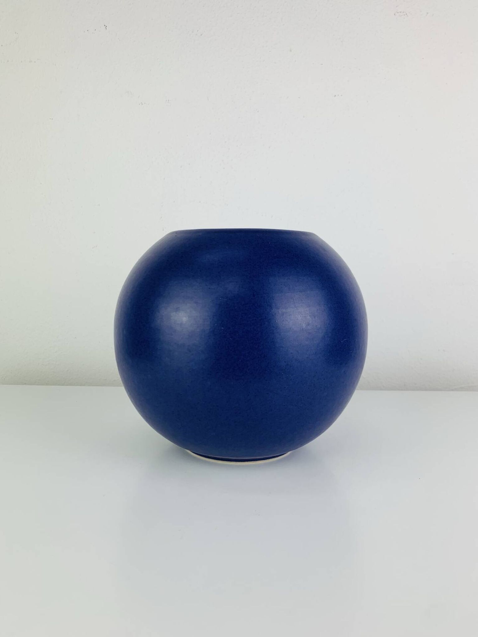Blue ceramic round vase Asa West Germany, vintage