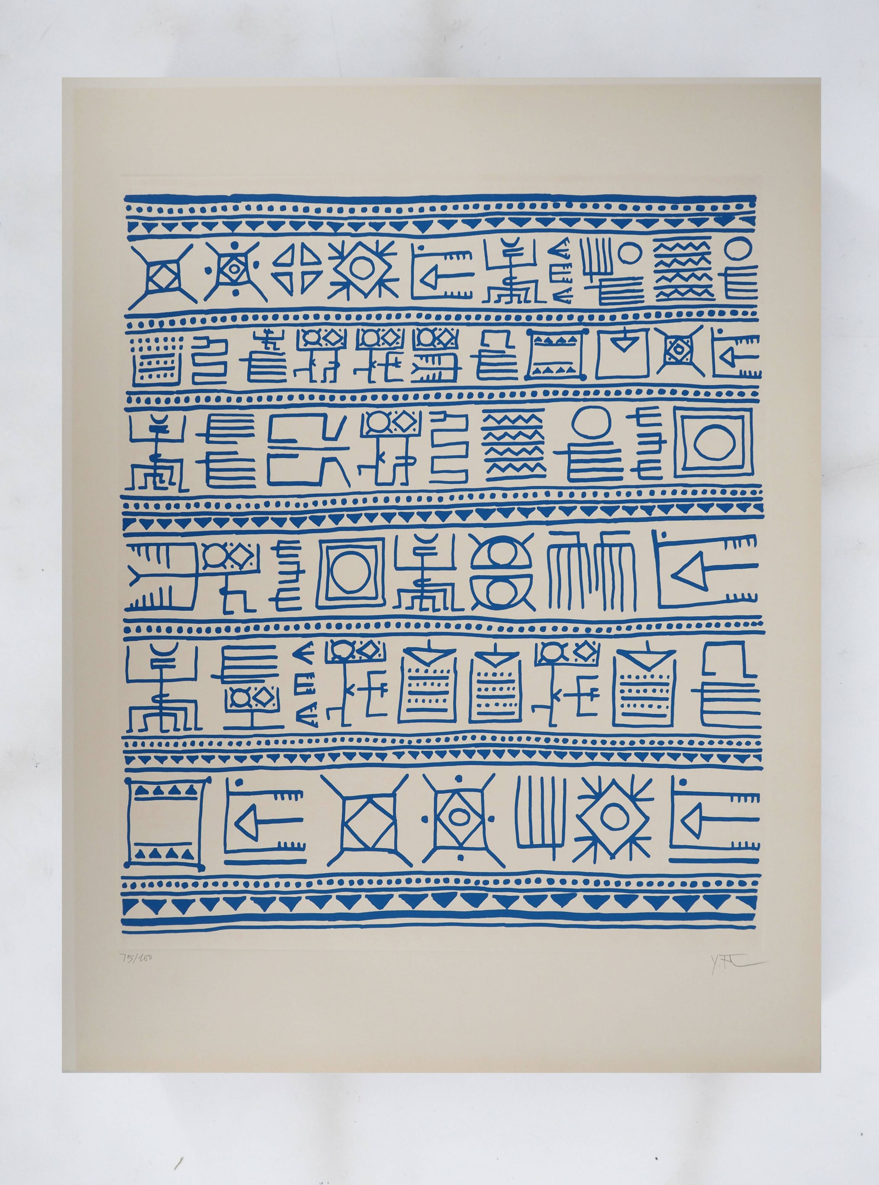 Yona FRIEDMAN: Pictograms of Genesis (Blue), signed original silkscreen