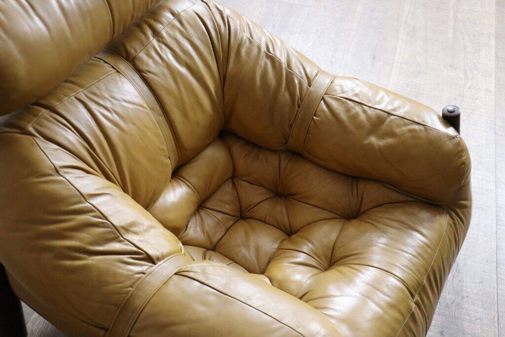 Percival Lafer MP-81 lounge chairs in yellow leather, Brazil 1970s