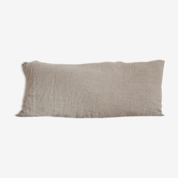 Long cushion in natural raw linen