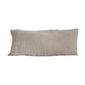 Long cushion in natural raw linen