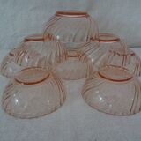 8 rosaline cups arcoroc twisted pink glass
