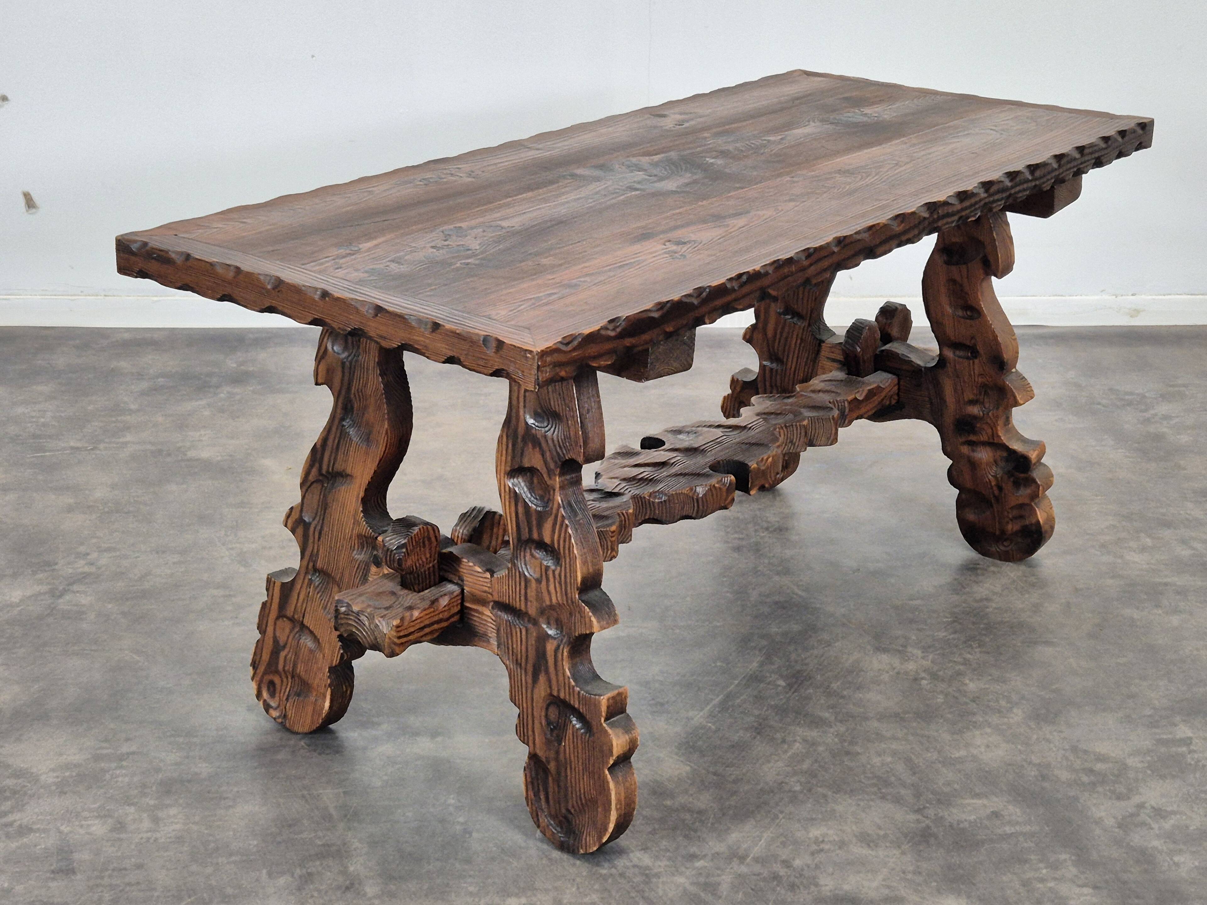 Brutalist coffee table in fir