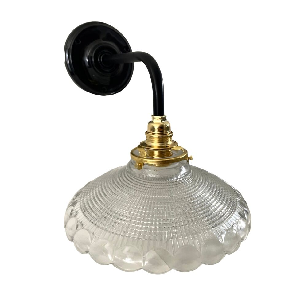 Applique vintage en verre ciselé électrifiée à neuf