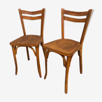 Paire de chaises bistro Baumann vintage 1950