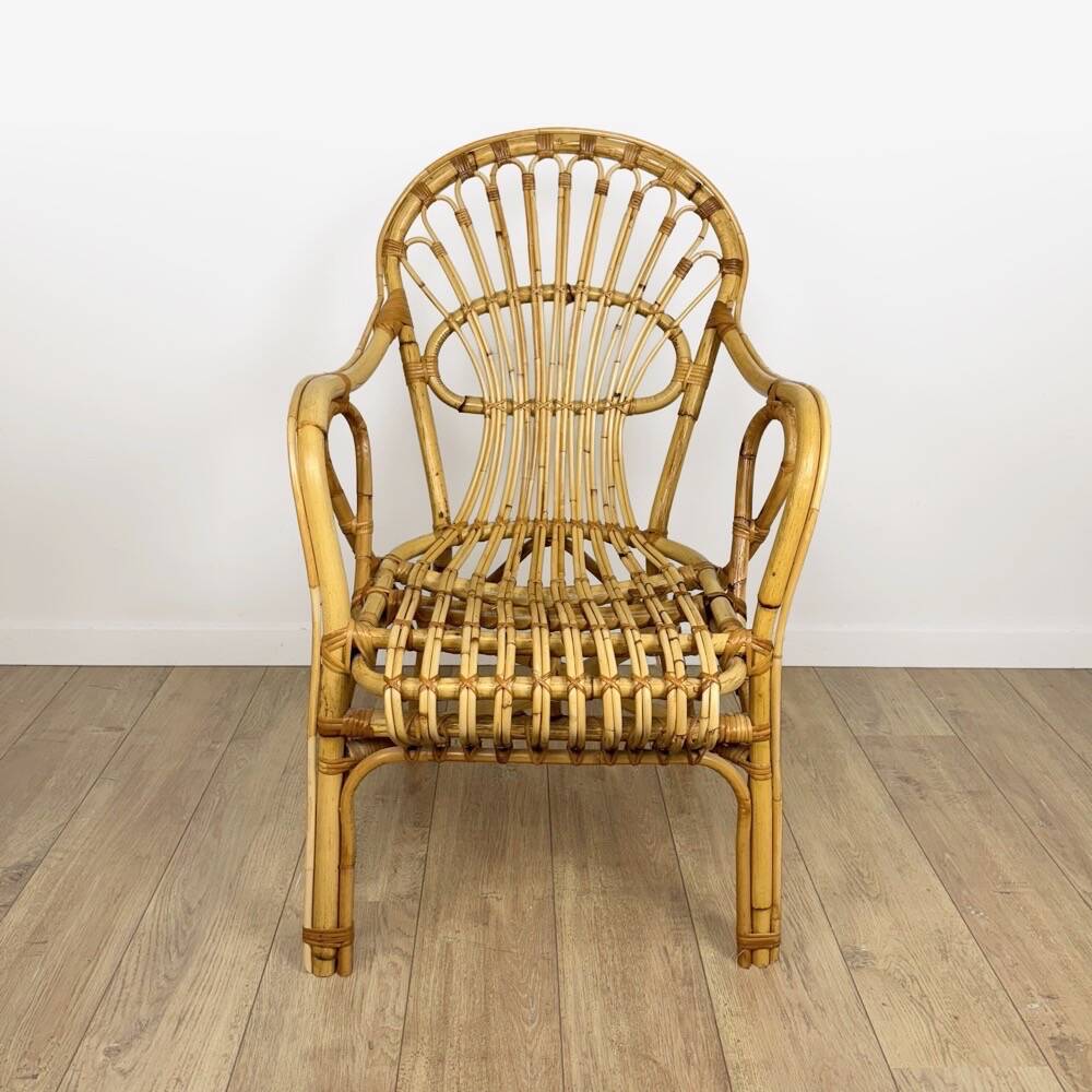 60s adult bamboo and rattan armchair