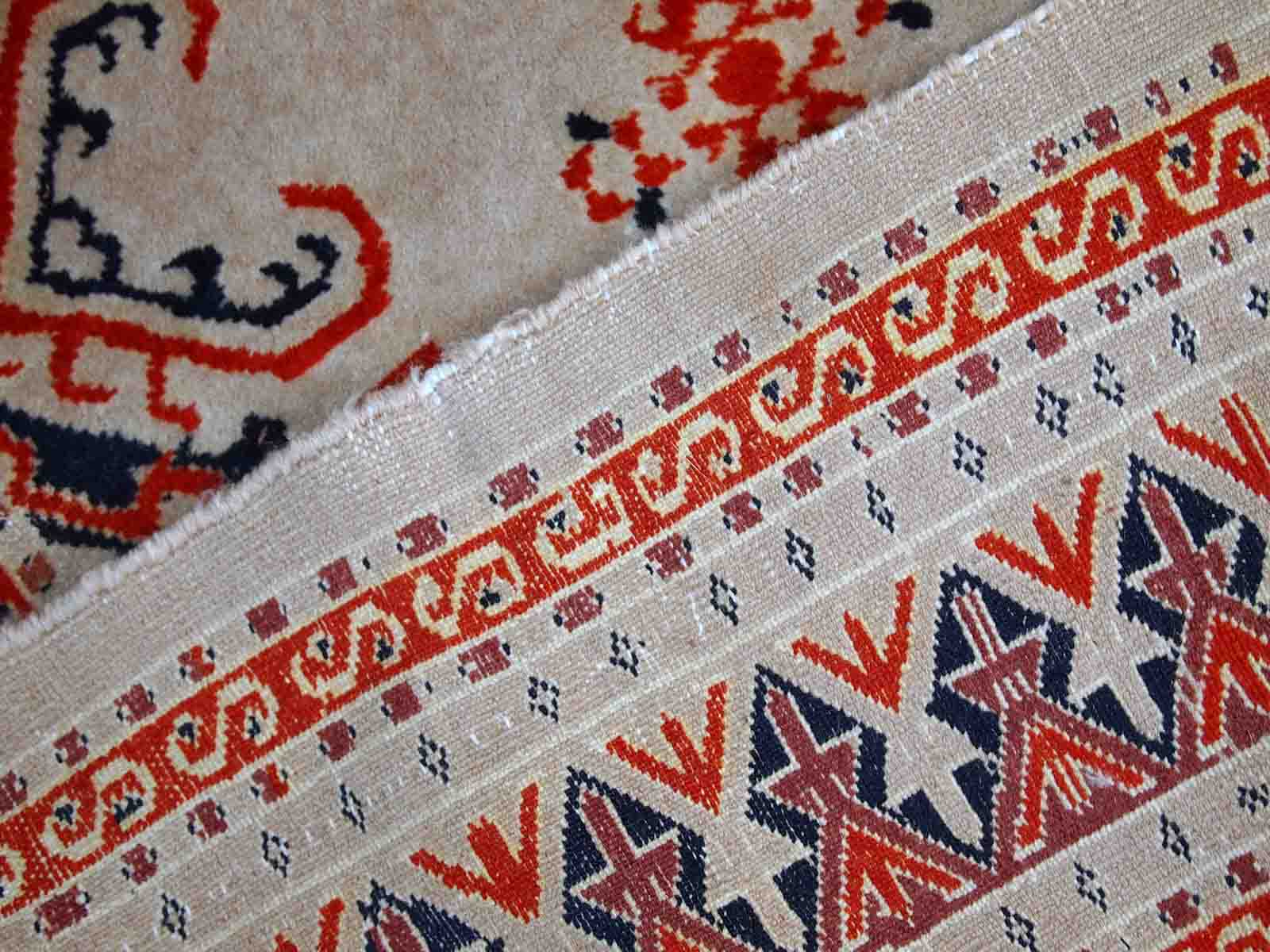 Vintage carpet Uzbek Bukhara handmade 127cm x 173cm 1960s, 1C491