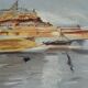 Mont Saint Michel Normandy seascape painting signed 57 x 49 cm