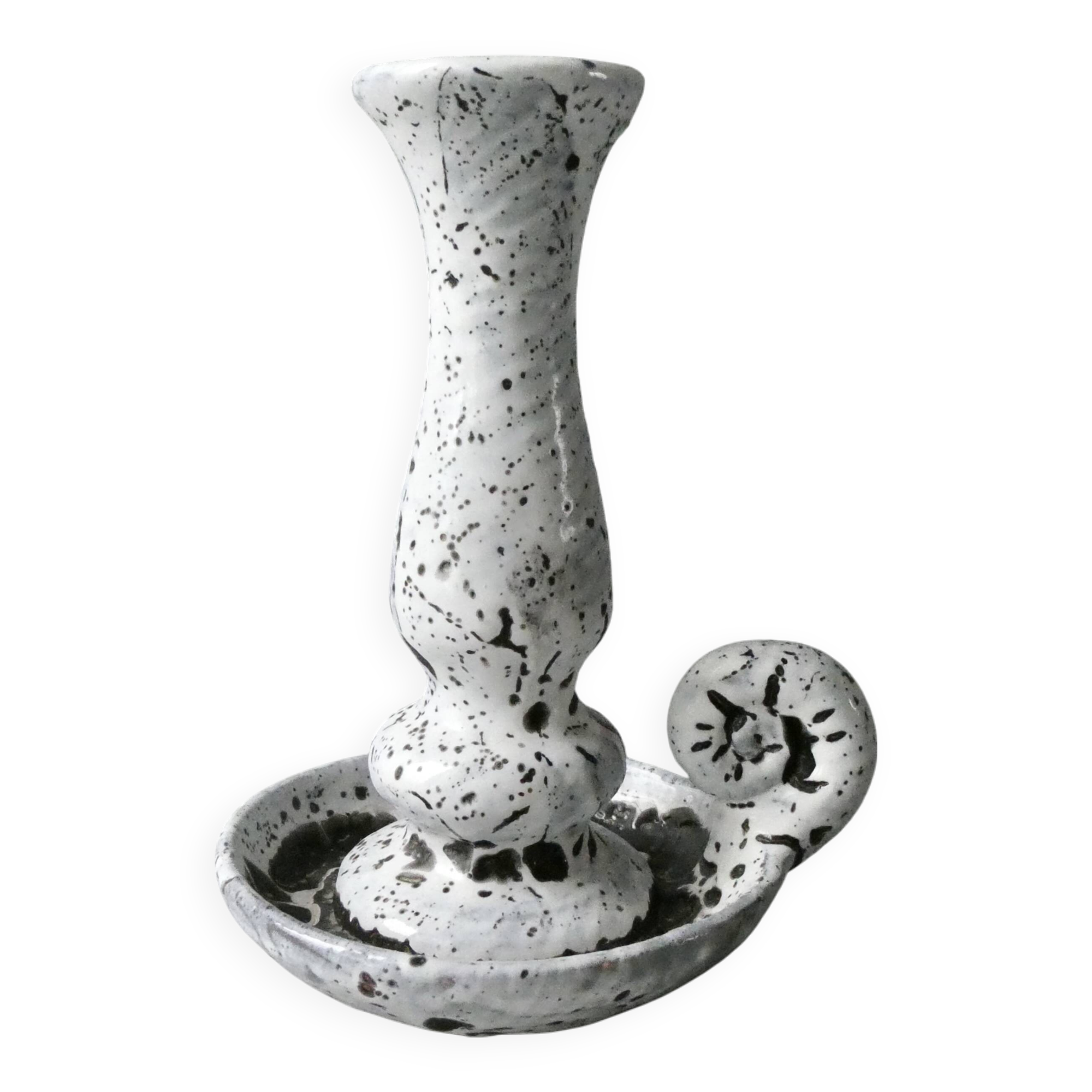 Cellar rat candle holder in white enamel stoneware, 60s-70s