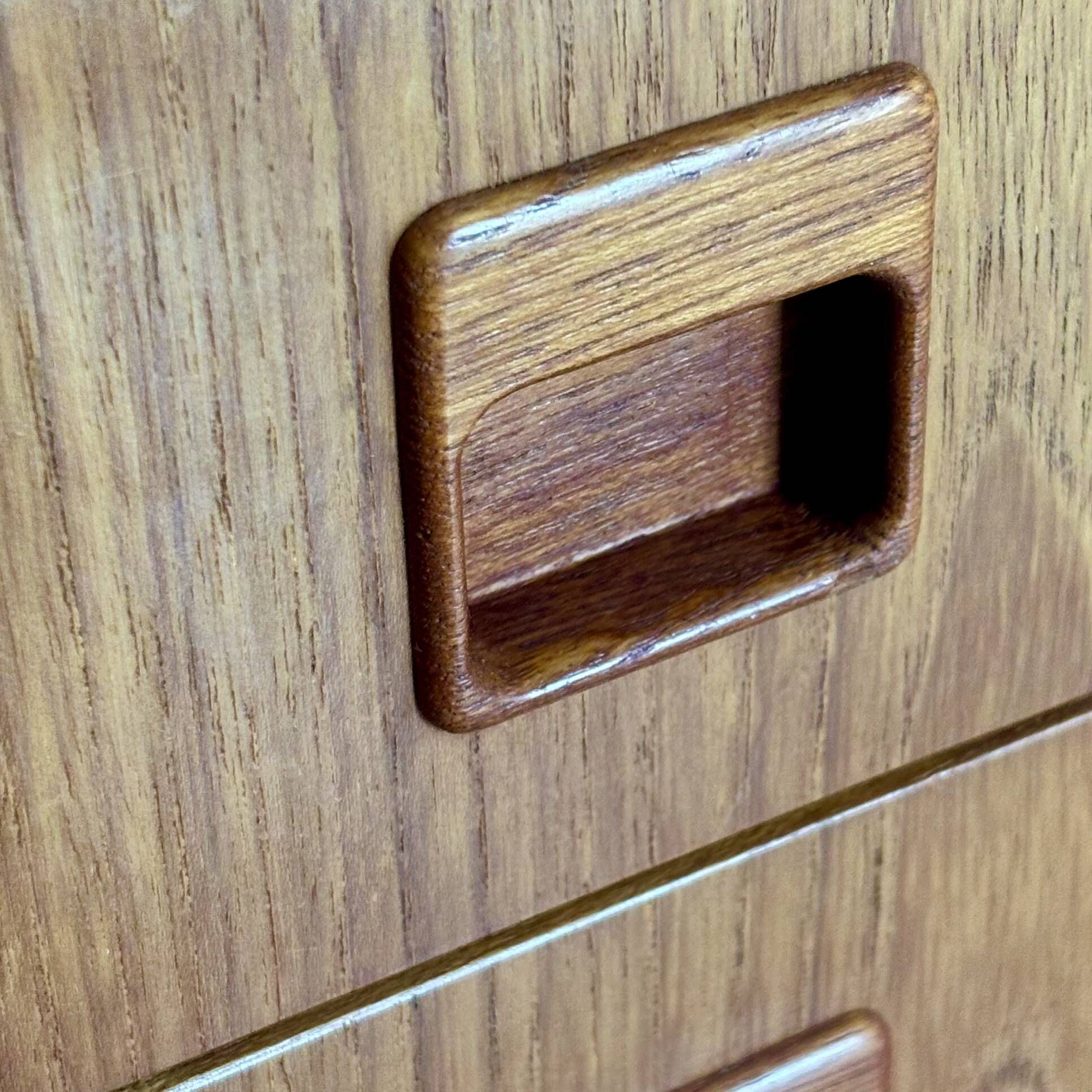 Scandinavian highboard in blonde teak with integrated bar - 60s