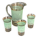Serve an orangeade, a carafe and 3 glasses in green granite with golden trim.