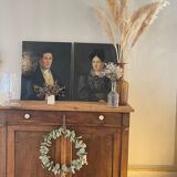Duo portraits of a young couple painting on oil