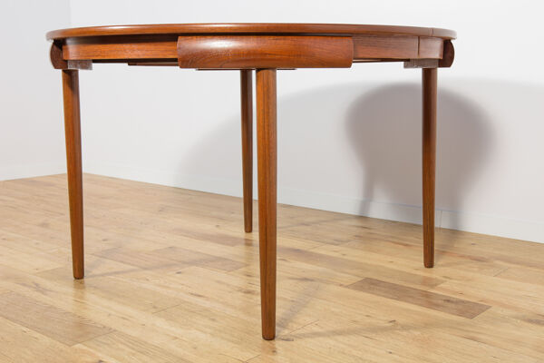 Table à manger en teck des années 50 et chaises par Hans Olsen pour Frem Røjle, Danemark, années 1960, ensemble de 5.