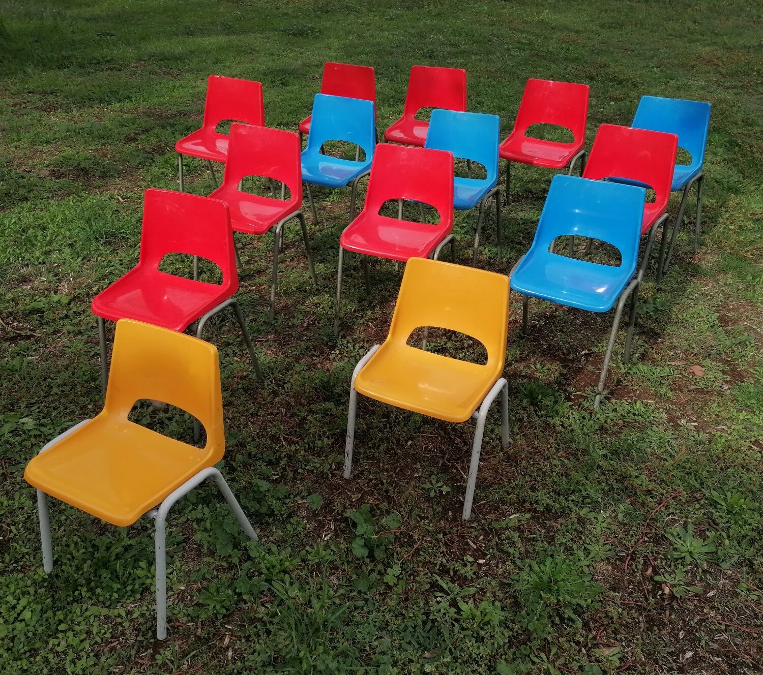 Set of 14 vintage kindergarten chairs