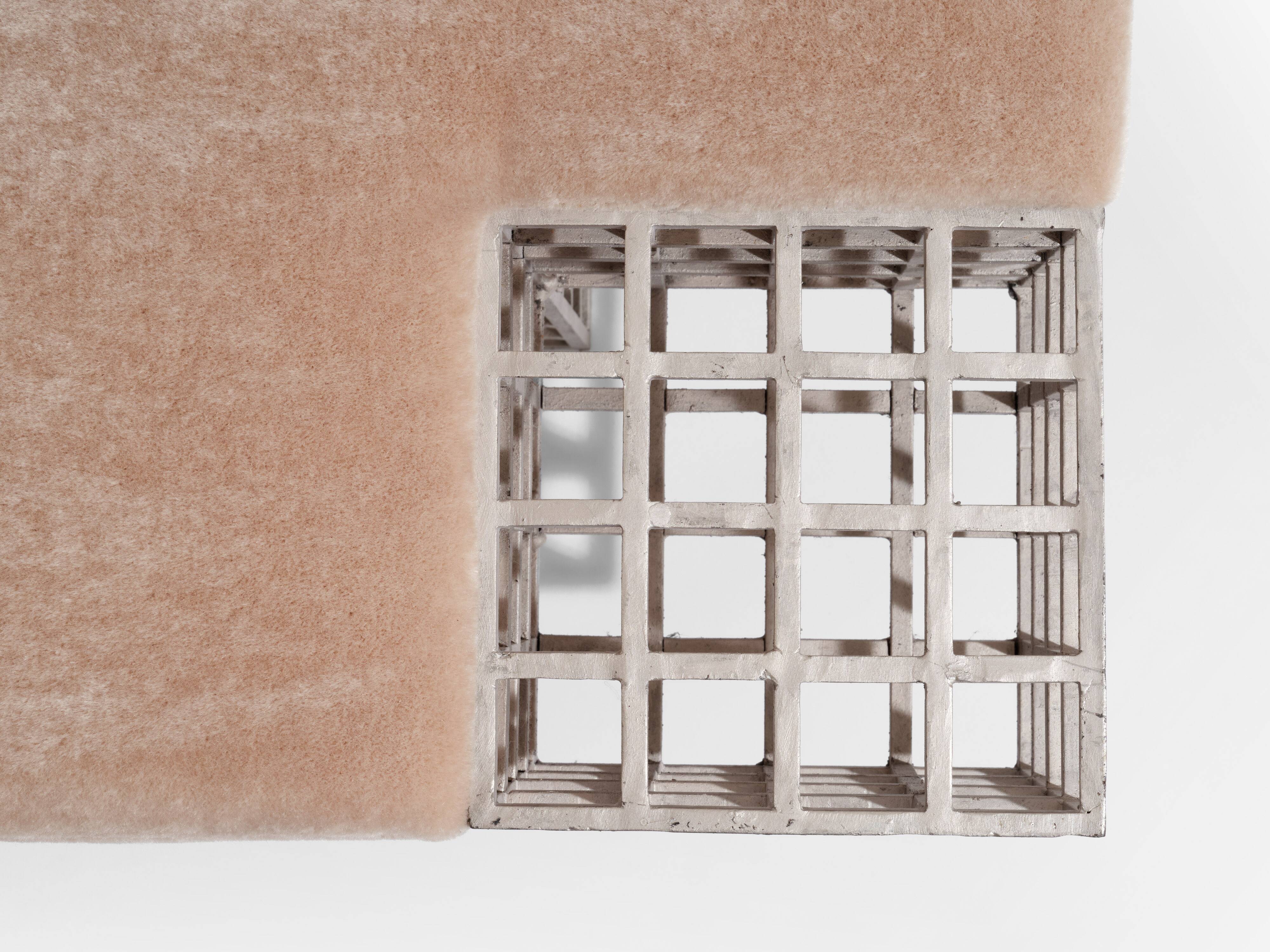 Large ottoman bench by Carla Sozzani in Milan, mohair velvet, 1990