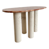 Pink marble and concrete coffee table