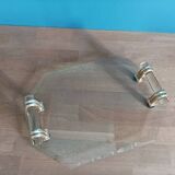 Art deco beveled glass tray with patinated gold handles