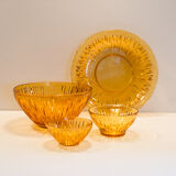 Amber glass flower service 16 pieces