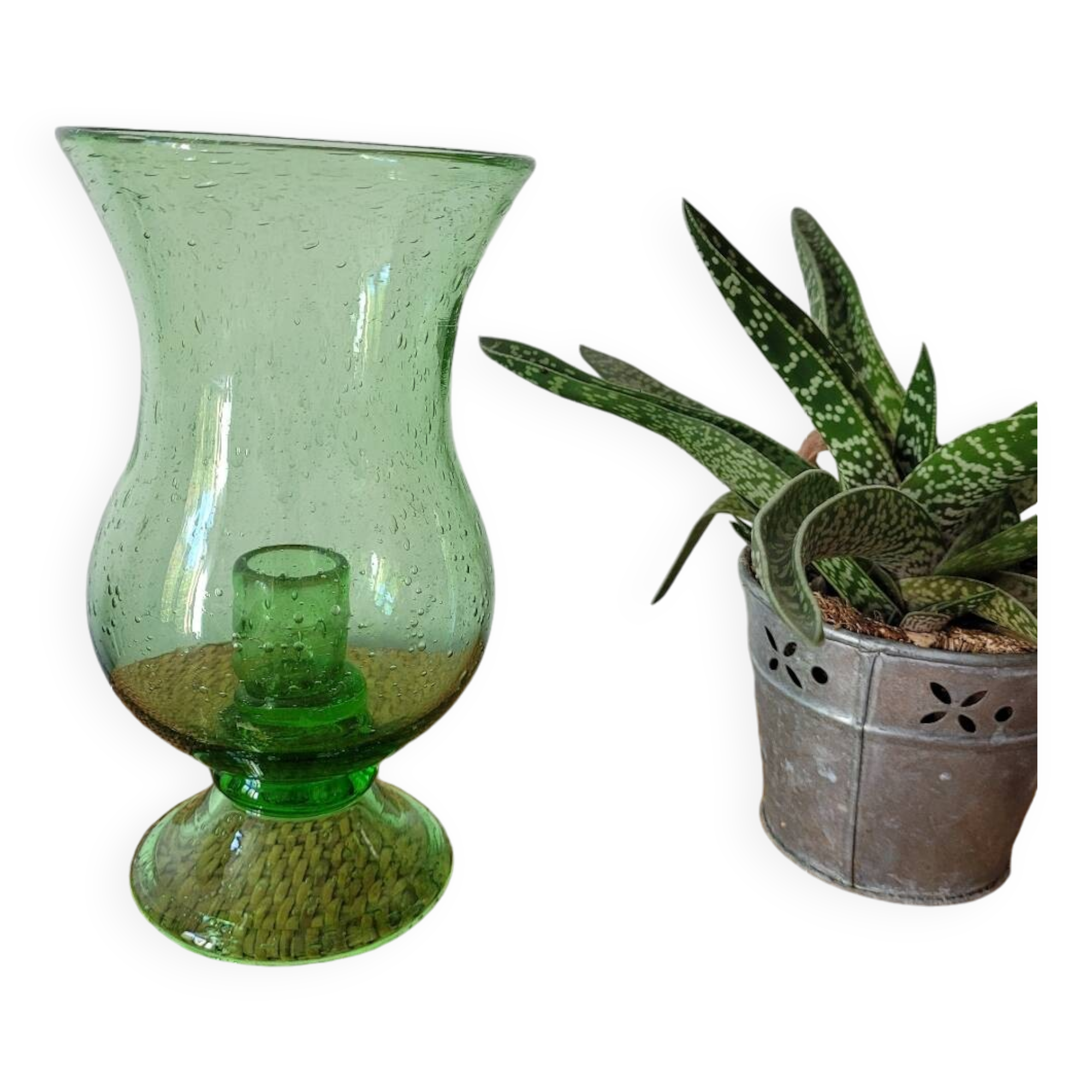 Biot bubble glass candle holder