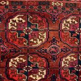 Antique Turkmen Tekke Rug, 190x113 cm Turkoman Bokhara Red Black Beige