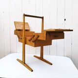 Old wooden folding sewing box