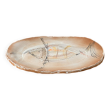 Large German ceramic plate with fish from the mid-century.