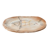 Large German ceramic plate with fish from the mid-century.
