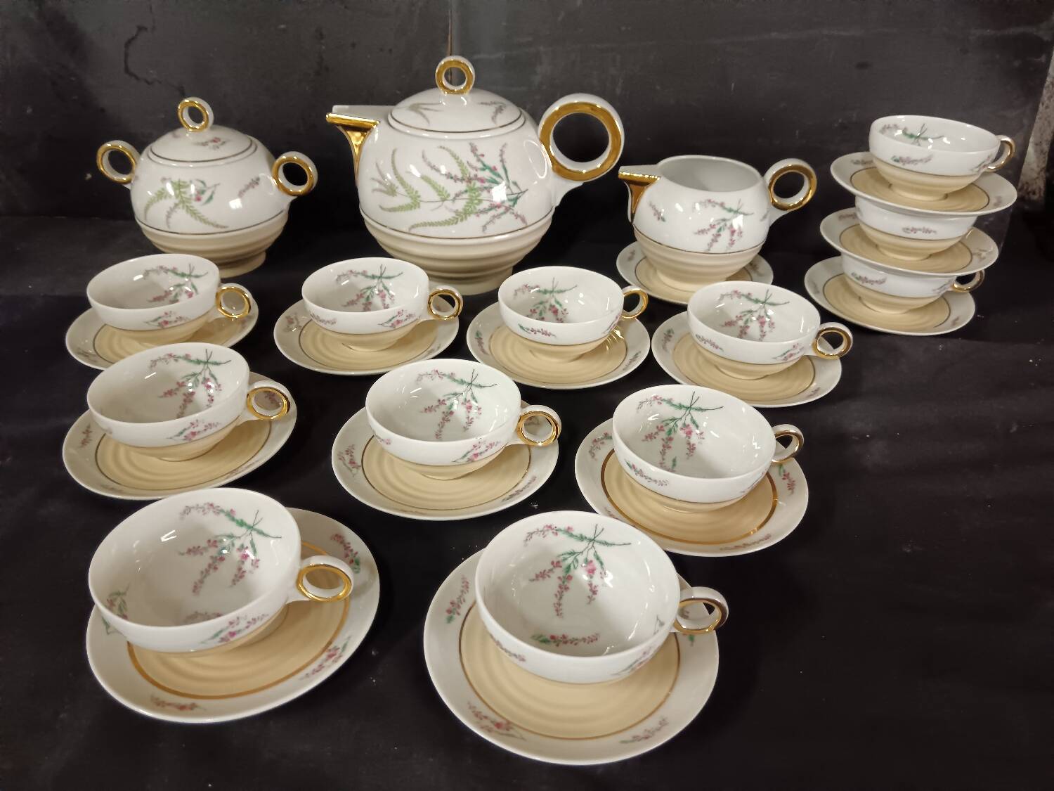 Porcelain coffee service from Limoges, Charles Ahrenfeldt manufacture.