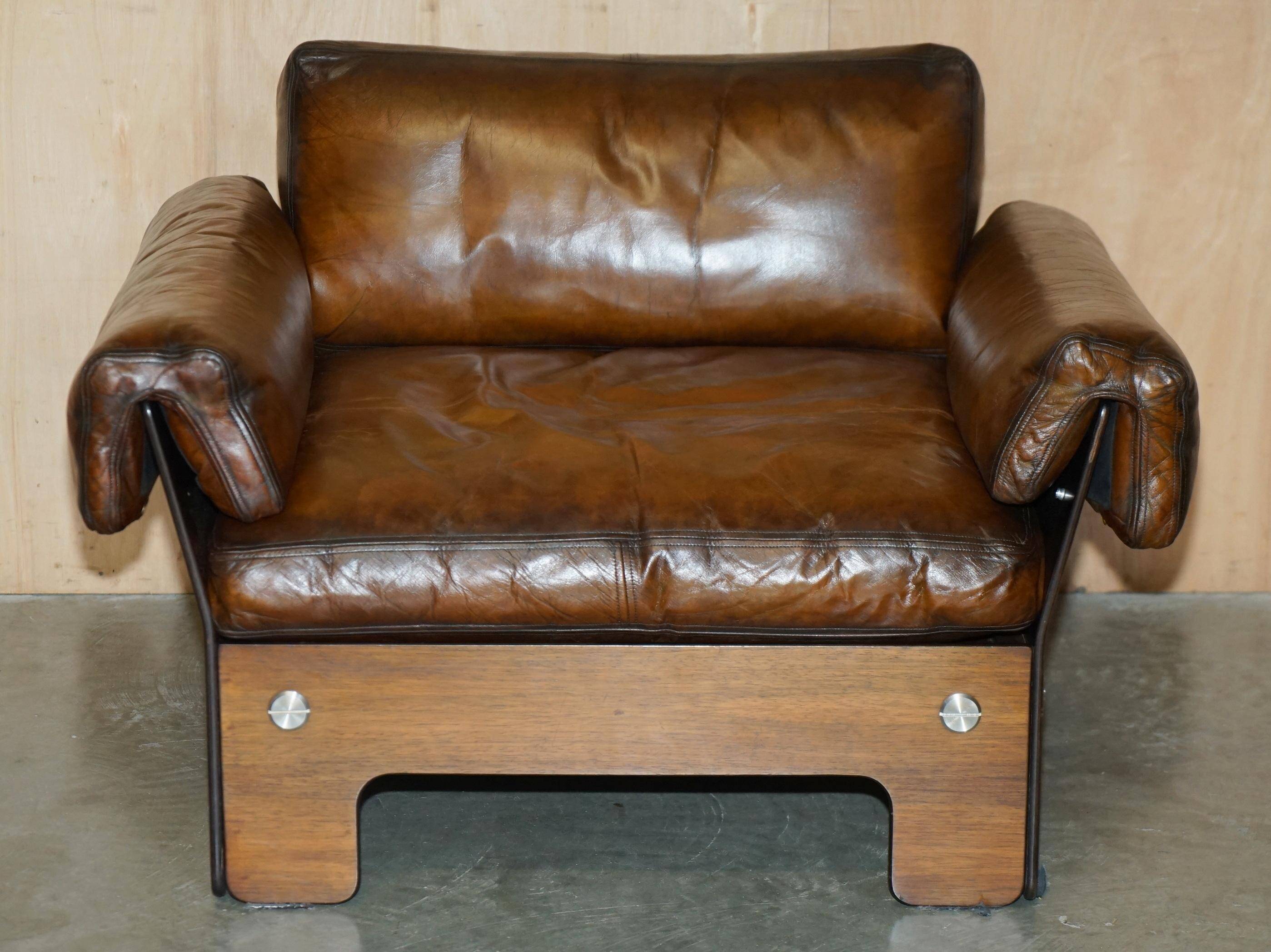 Sigurd Ressell for Vatne Mobler Leather Sofa Hardwood Art Deco