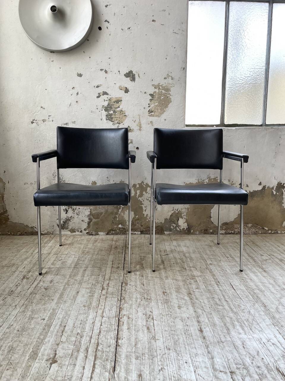 Pair of chrome office chairs