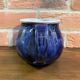 Navy Blue and White German Pitcher Made in Rügen, Drip Glaze Pottery