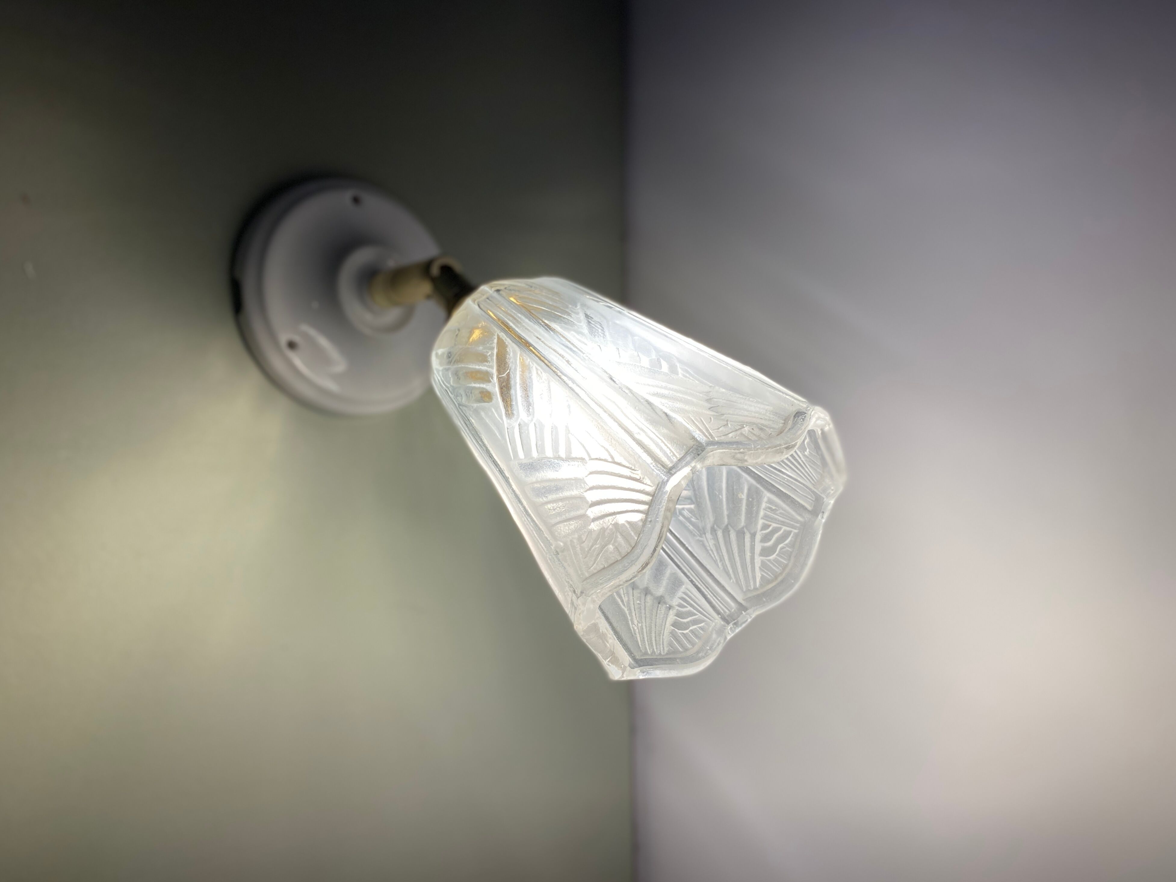 Applique tulipe vintage art déco en verre dépoli Selency