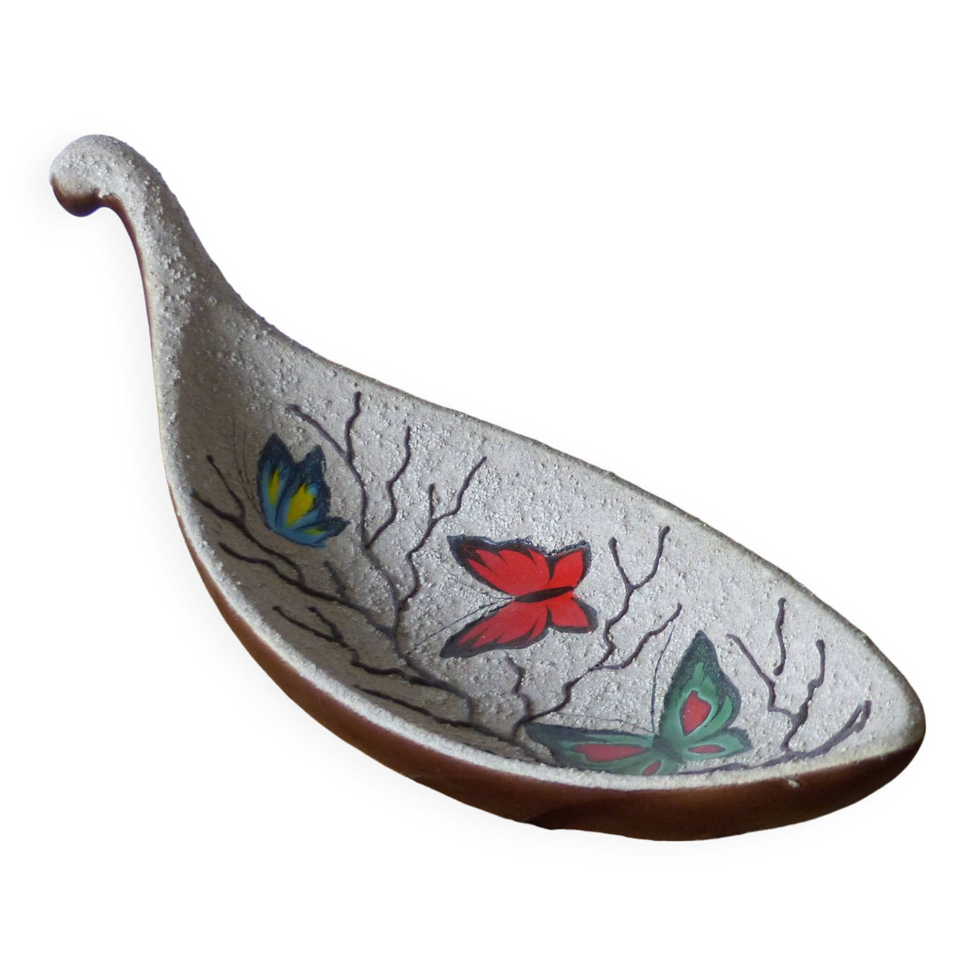 Vintage fruit bowl, butterfly decoration.