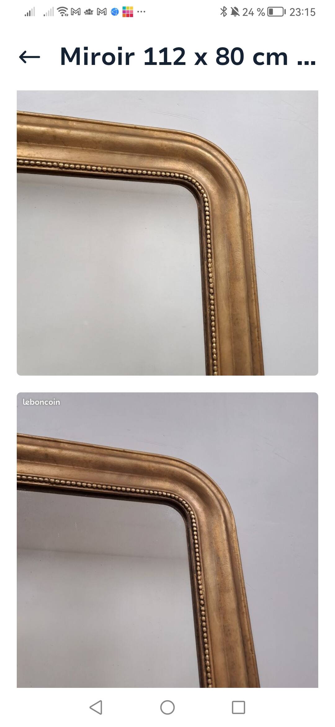 Large antique Louis Philippe gilded mirror