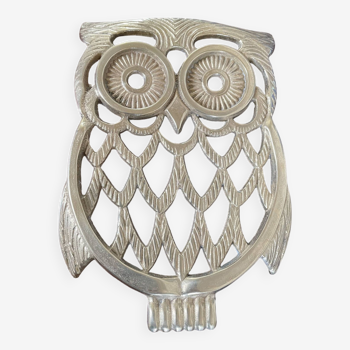 Owl trivet in golden brass