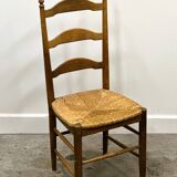 Set of 6 French Elegant Oak Farmhouse Country Dining Chairs wit Rush Seatin