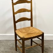 Set of 6 French Elegant Oak Farmhouse Country Dining Chairs wit Rush Seatin