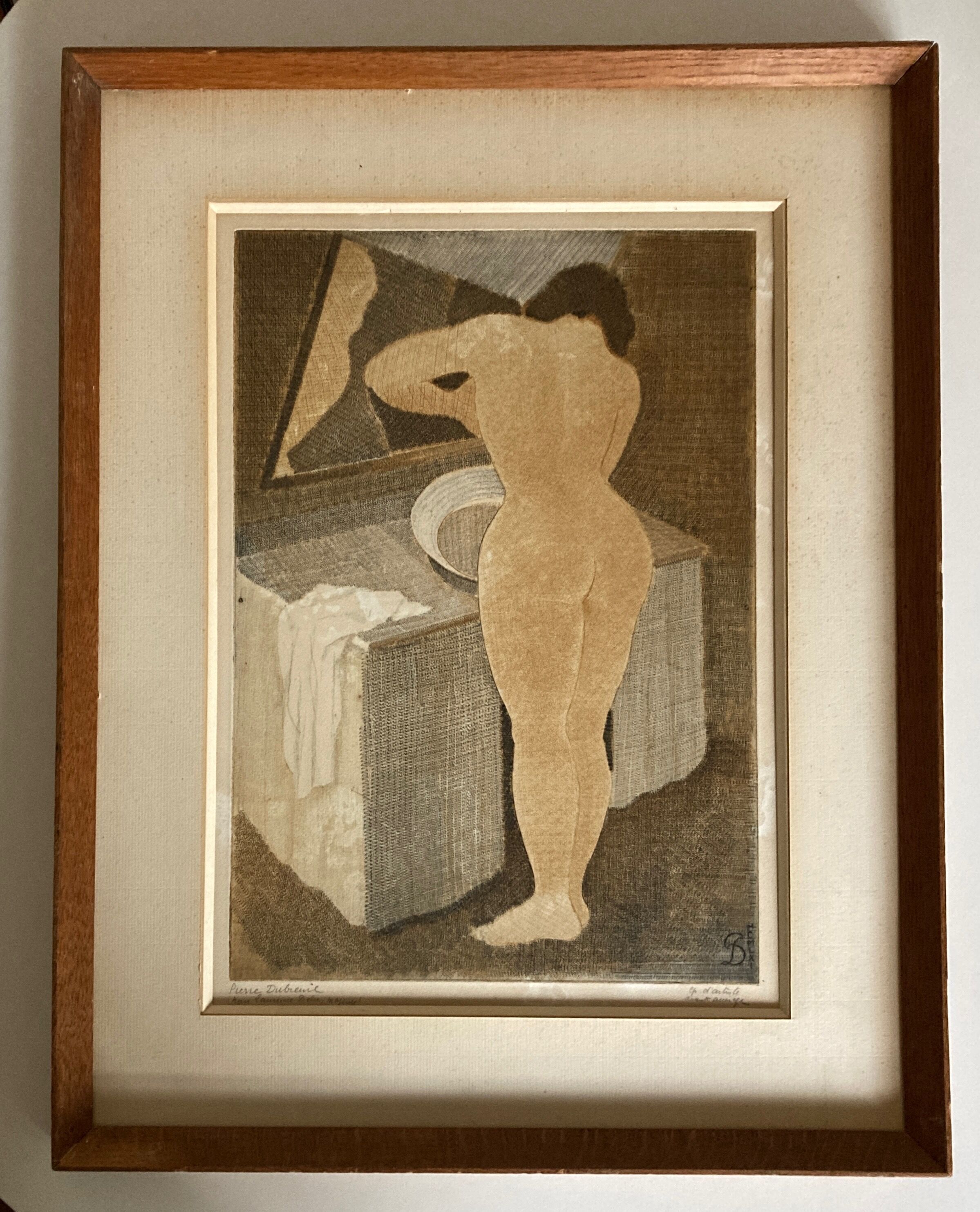 Portait de femme à la toilette épreuve d'artiste mid-century moderniste Pierre Dubreuil 1961