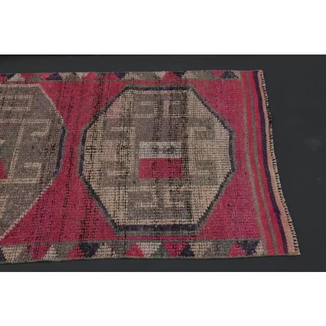 Tapis vintage turc en laine et coton noué à la main, années 1970