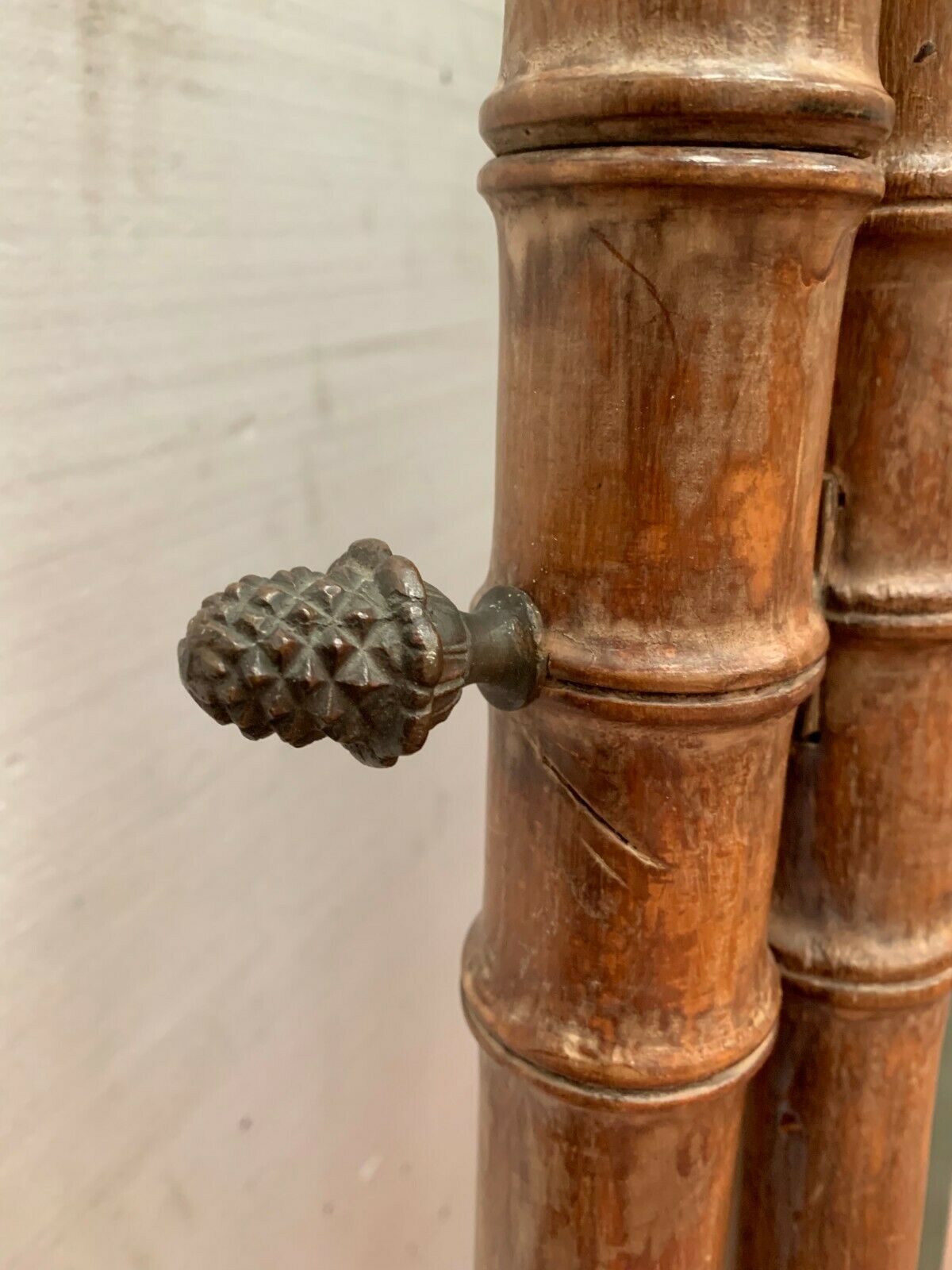 19th century bamboo-style cherry-style psyche mirror 85x193cm