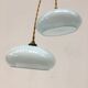 Paire de suspensions vintage en opaline bleu pale