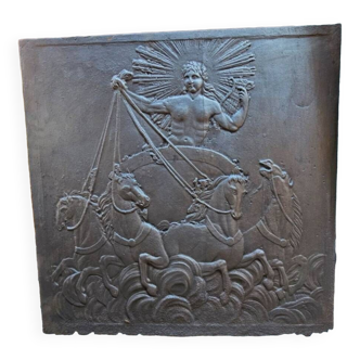 Plaque cheminée Dieu Apollon. Env. 78 x 78 cm