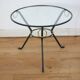Coffee table black lacquered metal, glass and brass, France, circa 1950.