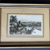 Table: watercolor engraving