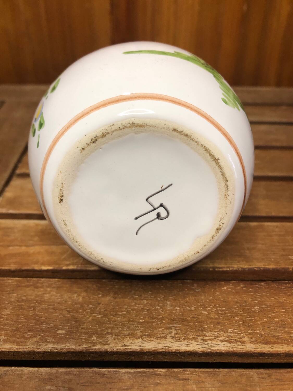 Old Vase Soliflore MOUSTIERS White Ceramic Vintage Painted Decor #A484