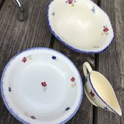 Mary Lou Digoin hollow dish blue edge diameter 25