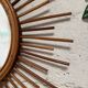 Miroir soleil vintage en rotin