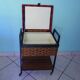 Vintage worker on wheels, rattan, fabric, skaÏ, metal with formica shelf